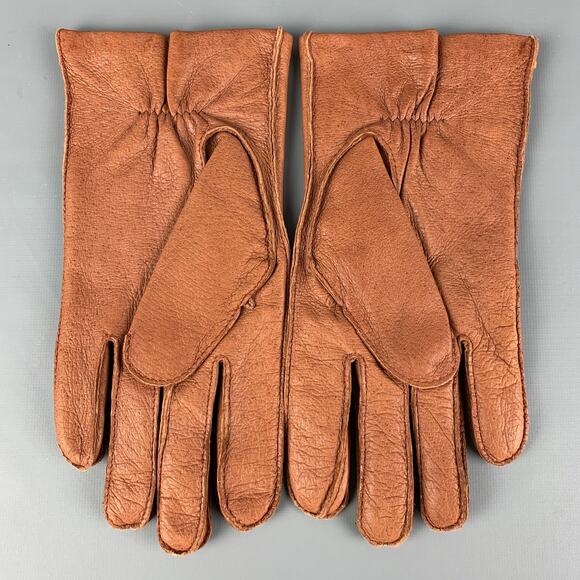 VINTAGE Size 9 Tan Leather Wool Viscose Gloves - Picture 2 of 4